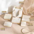 Élégantes boîtes d'emballage de bijoux crème et ensemble de sacs cadeaux en six tailles - Boîte à couvercle / Taille 4 (9x9x3cm) / Blanc Rose