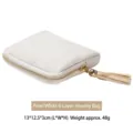 Pearl white velvet jewelry pouch with 6 layers and gold zipper, 13x12.5x3cm - 6 Layers Tassel Style / 13x12.5x3cm / Pearl White