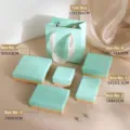 Ensemble élégant de boîtes cadeaux pour bijoux vert menthe en plusieurs tailles et formats - Boîte à couvercle / Taille 1 (5x5x3cm) / Marquage à l'argent bleu et rose