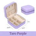 Portable purple velvet jewelry storage box with ring slots and dividers, 10x10x5cm - Cross-Grain Zipper Style / 10x10x5cm / Taro Purple