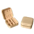 Portable cream velvet jewelry box for rings and necklaces with divided compartments. - Velvet Zipper Style (No Mirror) / Off White