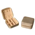 Exquisite portable velvet jewelry box in beige with gold zipper for travel storage - Velvet Zipper Style (No Mirror) / Light Gray