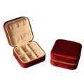 Portable burgundy red velvet jewelry storage box for rings and necklaces - SKU variant - Velvet Zipper Style (No Mirror) / Burgundy