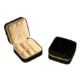 Elegant portable black velvet jewelry storage box with gold zipper for rings and necklaces - Velvet Zipper Style (No Mirror) / Modern Black