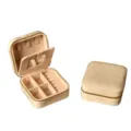 Portable beige flocked velvet jewelry organizer box with mirror for rings and necklaces - Velvet Zipper Style (with Mirror) / Off White