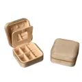 Portable beige velvet jewelry box with mirror and travel storage compartments - Velvet Zipper Style (with Mirror) / Light Gray