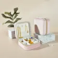 Pink velvet travel jewelry box with zipper closures and organizers - Internal Velvet Zipper Style / Crystal Pink