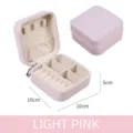 Light pink PU leather travel jewelry organizer box 10x10x5cm - Cross-Grain Zipper Style / 10x10x5cm / Light Pink