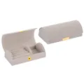 High-grade portable gray velvet jewelry storage box with golden snap for rings and necklaces - Long Arched Buckle Style / 10.2x5.1x3.5cm / Gray