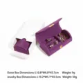 Purple velvet jewelry box organizer in variant color with outer white packaging box - Long Arched Buckle Style / 10.2x5.1x3.5cm / Purple