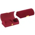 Elegant burgundy velvet jewelry box featuring portable storage for rings and necklaces - Long Arched Buckle Style / 10.2x5.1x3.5cm / Jujube Red