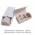 Portable pink velvet jewelry box with white outer sleeve for rings and necklaces storage - Long Arched Buckle Style / 10.2x5.1x3.5cm / Lotus root pink