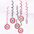 Red black 30th birthday hanging swirl decorations party ceiling swirls photo prop decor - Age 30 (LXDS-S38a) / 6 Pieces Set