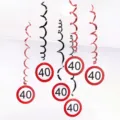 40th birthday party hanging swirl decorations red black round sign ceiling decor variant - Age 40 (LXDS-S38b) / 6 Pieces Set