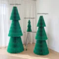 Accordion paper honeycomb Christmas tree ornament, 40cm to 160cm sizes for holiday party. - 40cm Height / Turquoise Green