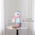 Christmas snowman plush toy figurine with pink scarf and plaid base variant, home decor ornament. - 23.5cm Macaron Color Snowman Bean Bag
