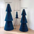 Blue honeycomb paper Christmas tree folding holiday party home window decor 40-160cm - 40cm Height / Dark Blue