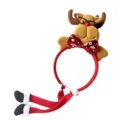 Christmas reindeer headband with cute antlers, red bow and dangling legs for party wear. - Long-Legged Reindeer Headband