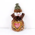 Christmas candy gift bag with cute snowman plush doll, festive apple pouch for holiday parties. - Snowman / Patterned Heart Window Style (CH-B24B)