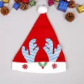 Kerstmuts met blauw gestreepte geweiën en pluche rand, feestelijk kostuumaccessoire - CH-M32B (Kinderen Flanel Gewei Muts - Blauw Patroon Gewei)