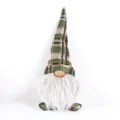 Christmas knitted gnome plush doll sitting faceless old man holiday home decor figure ornament - Green Plaid Hat Style / 35cm Size