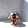 Colorful glass mushroom disco ball ornament, reflective mirror desktop decor for party. - Rainbow