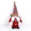 Christmas Gnome Plush Toy Red Plaid Faceless Old Man Doll Holiday Party Desktop Decor - Red Plaid Trapper Hat Style / 35cm Size