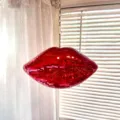 Red lips disco ball hanging ornament mirror party wedding home decor shiny glitter 20cm - Hanging Display Style / Red