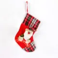 Christmas stocking red plaid hanging bag holiday gift candy holder tree decoration party decor - Plaid English Letter Socks - Santa Claus