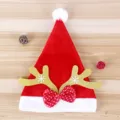 Weihnachts-Rentierhut mit Goldgeweih und Pünktchen-Schleife, festliche Party-Deko. - Geweih Hut / Kinder / Gold