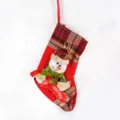 Christmas stocking hanging decoration with cute plush snowman and plaid pattern for holiday decor. - PJCH-W11 Plaid English Letter Socks (Christmas Snowman Design)