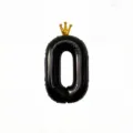 Black number 0 foil balloon with gold crown 40 inch birthday party decoration supplies - Number 0 / 40 Inch / Black
