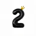 40 inch large black number 2 foil balloon with gold crown for birthday party decoration - Number 2 / 40 Inch / Black