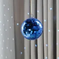 Blue disco mirror ball with hanging string for party stage wedding holiday decoration. - 12cm / Blue