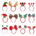 Christmas hair hoops set, festive deer antlers and bowknot headbands for holiday party. - Set 3 (12 Count)
