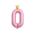 Grande palloncino in alluminio numero 0 rosa 40 pollici con corona dorata festa. - Numero 0 / 40 Pollici / polvere perlata