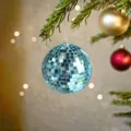 Schöne glänzende blaue Diskokugel Spiegel Ornament für Weihnachtsbaum Party Dekoration - 12cm / Hellblau
