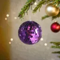 Lila Spiegelkugel Discokugel aus Glas für Party Hochzeit Bühne Weihnachten Baumdeko - 12cm / Lila