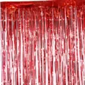 Red metallic foil fringe curtain for birthday party, wedding celebration and photo backdrop decor. - Red Style (YSL01R)