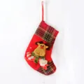 Christmas stocking holiday hanging decoration red plaid plush reindeer gift bag party decor - Plaid Alphabet Socks (Christmas Reindeer Design)