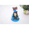 Kids Halloween paper party hat blue cartoon skull cone cap for holiday costume decoration. - One Size / WMZ-02 Blue (Cartoon BOO Skull Style)