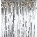 Silver metallic foil fringe curtain for birthday party wedding stage backdrop decoration - Silver Style (YSL01S)