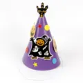 Kids Halloween Party Paper Cone Hat with Cartoon Pumpkin Ghost Castle Design Costume Accessory - One Size / WMZ-12 Purple (Cartoon Castle Pumpkin)