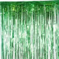 Green foil fringe curtain 2x1m, shiny metallic tinsel backdrop for birthday party decor. - Green Style (YSL01GR)