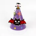 Kids Halloween paper cartoon costume hat with cute bat design and elastic chin strap. - One Size / WMZ-11 Purple (Cartoon Bat Star Style)