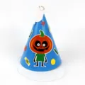 Kids Halloween Blue Paper Cone Party Hat with Cute Pumpkin and Ghost Cartoon Decorations SKU - One Size / WMZ-10 Blue (Cartoon Pumpkin Character)