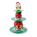 3-tier Christmas paper cupcake stand dessert display holder party table decoration - 27x43cm / Green