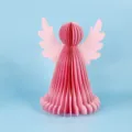 Pink honeycomb paper angel decoration for Christmas party, table decor, foldable holiday ornament. - Honeycomb Angel (HW--B03SP) / Pink / S