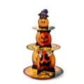 Halloween 3-tier cardboard cupcake stand dessert display rack for party decorations. - Pumpkin Pattern