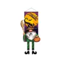 Banner colgante de Halloween, lindo gnomo con escoba y calabaza, bandera de fiesta. - Estilo Anciano Sin Rostro Morado (WS-JGQ09)